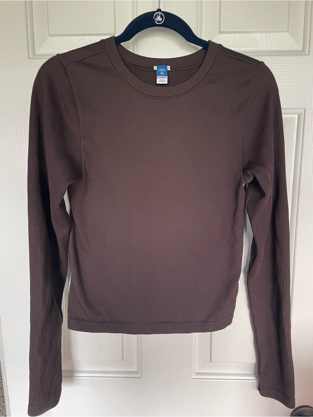 Old Navy Ribbed Long Sleeve Top in Dark Brown